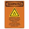Signmission OSHA WARNING Sign, Germicidal Lamps Emit W/ Symbol, 24in X 18in Decal, 18" W, 24" L, Portrait OS-WS-D-1824-V-13218 - alternate 1